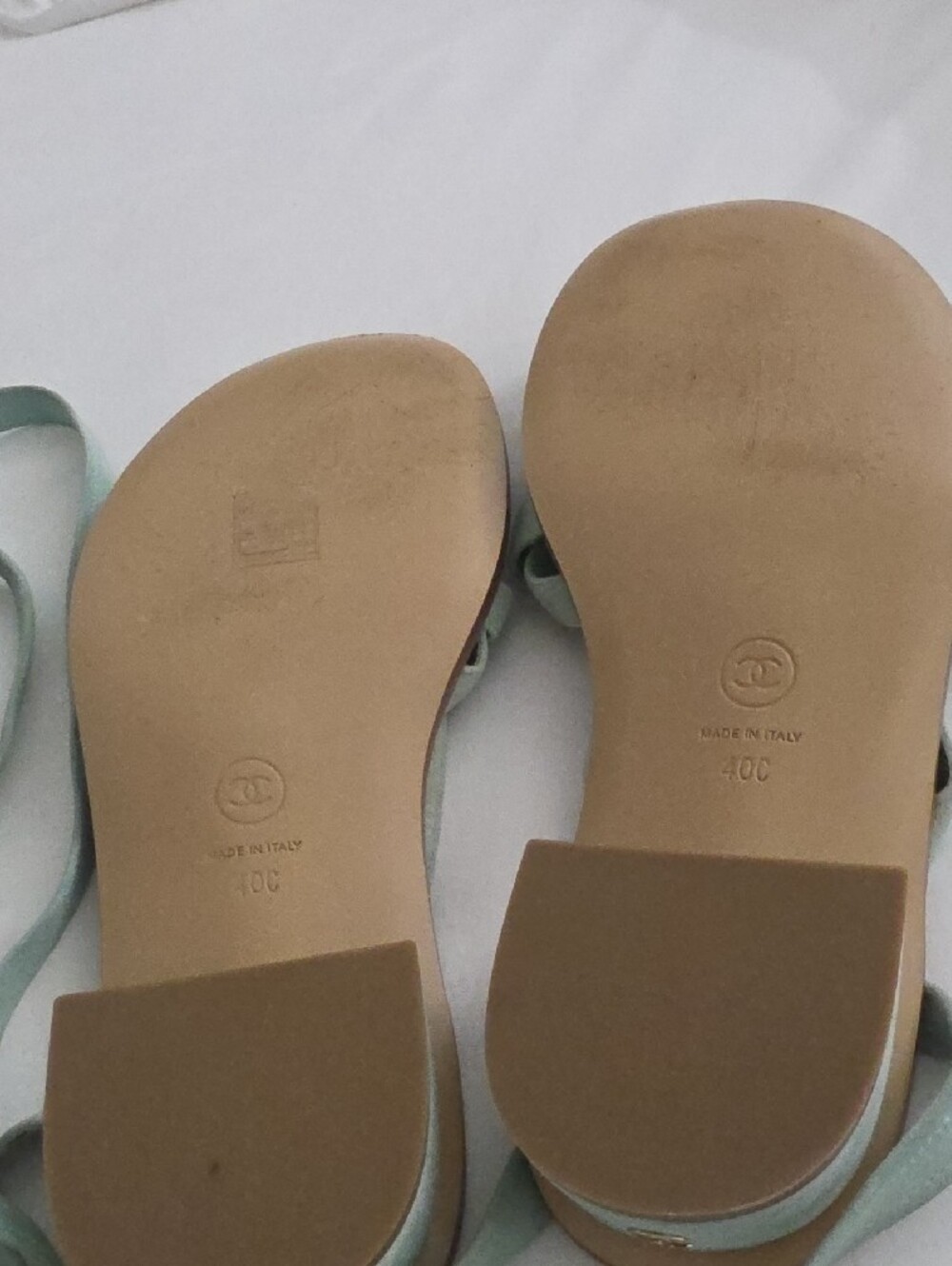 Authentic CHANEL Pale Green Lace-Up Gladiator Sandals. - Picture 7 of 8